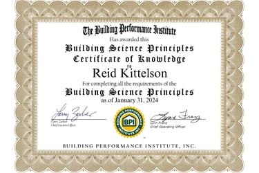 Building Science certificate of knowledge