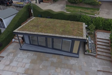 Green roof on garden room