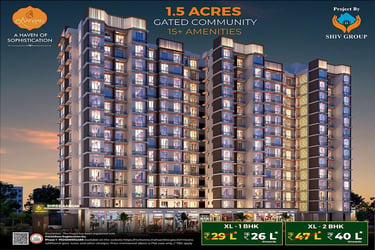 Night view elevation of 1 and 2 BHK flats in Panvel near Godrej City