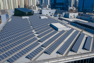 a large solar panel roof with solar panels
