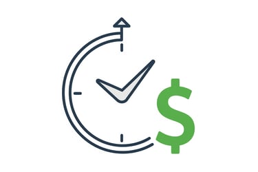 Ícone de economia de tempo e dinheiro – Paraíso das Cestas
