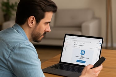 Een man die een ebox email krijgt