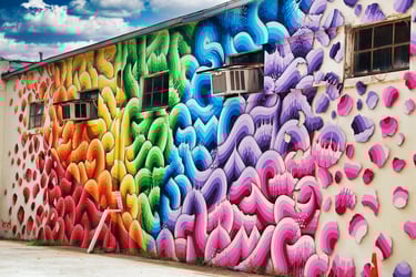 colorful rainbow mural wall art downtown atlanta