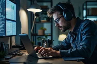 a man s is sitting at a desk working on intelligence estimates