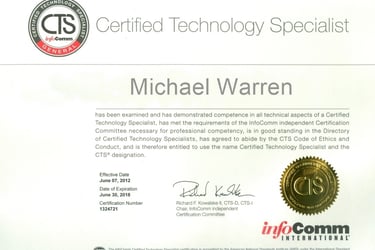 CTS Certification Michael Warren