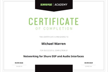 Shure Networking and DSP Certification Michael Warren