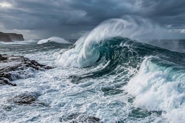 picture of ocean waves crashing over rocks