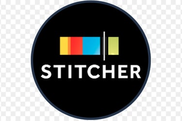 a stitcher logo with the word stitcher