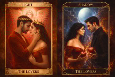 a Tarot The Lovers a couple of people standing next to each other