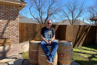 Woodjam sitting on barrel