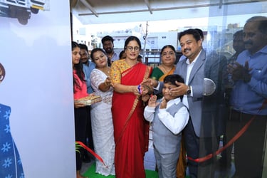 Inauguration ceremony of Vibha Tours LLP's new office in Mysore, showcasing the ribbon-cutting event