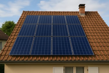 Toiture équipée de panneaux photovoltaïques propres et bien entretenus