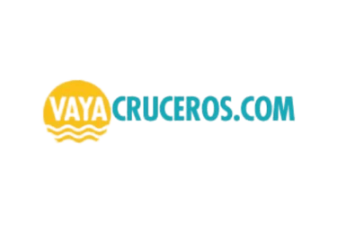 Vaya Cruceros logo with yellow sun and blue text for cruise travel deals.