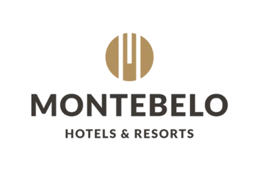 Official Montebelo Hotels and Resorts luxury hospitality logo on a solid black background.