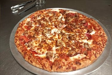 MEAT DELUXE PIZZA Pepperoni, ham, Italian sausage, bacon and ground beef