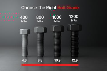 Bolt grade chart showing 4.6 8.8 10.9 12.9 strength levels