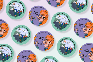 mockup of stickers for jaunimo linija