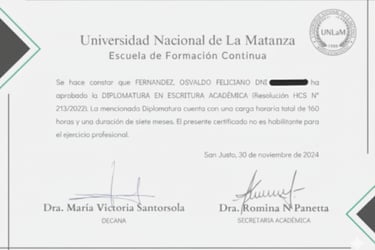 Diplomatura en Escritura Académica. Universidad de La Matanza UNLaM
