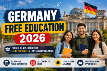 Indian students exploring free education opportunities at a German public university campus in 2026