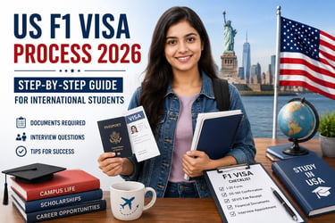 Student holding passport & visa documents with US flag representing US F1 Process 2026 Guide