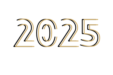 chiffre 2025 en doré et noir