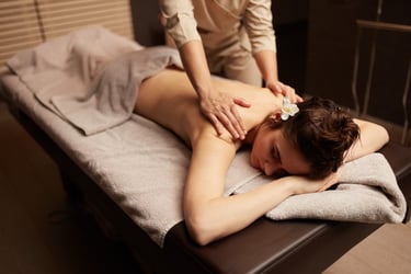 relaxing massage session at spa