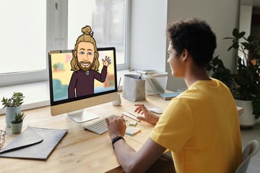 Spanish tutor teaching a student remotely in a private lesson