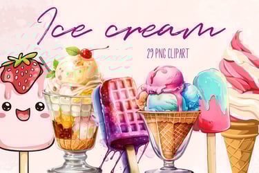 watercolor ice cream clipart