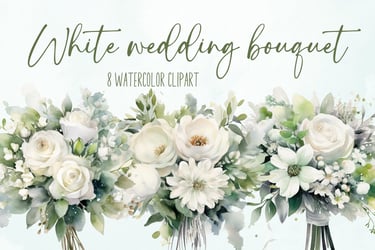 White wedding flowers bouquet free png clipart for commercial use