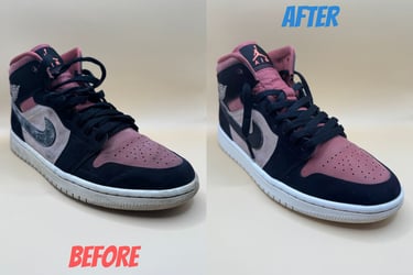 KicksReboot carried out a basic renovation of Jordan 1 Canyon Rust, comparison of shoes before and after the process