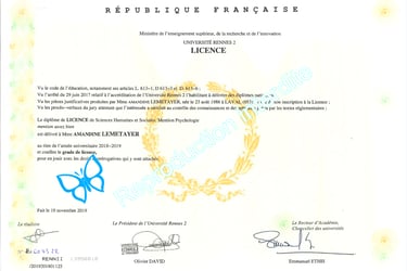 diplôme de licence de psycjologie