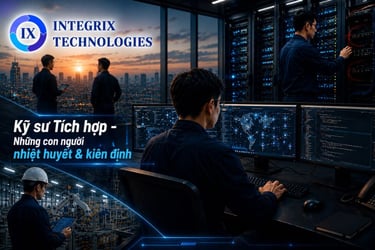 System integration engineers working behind modern operational systems