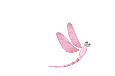 Pink dragonfly illustration for art prints, greeting cards and stationery
