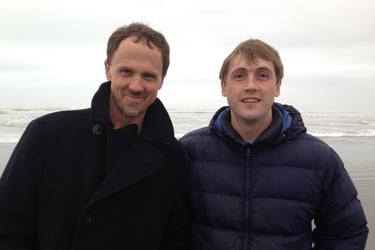 A beach photograph of Hank and Ian Smith of This Autistic Life.