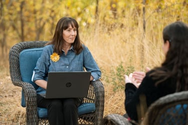 Melissa working with a client