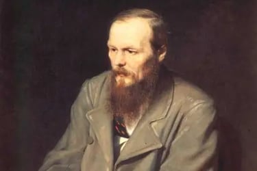 A colourful potrait of the russian writer Dostoevsky with his glories blonde beard