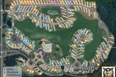 Map Showing Elite, Premium, and Traditional sites for 2025-2026 Rentals