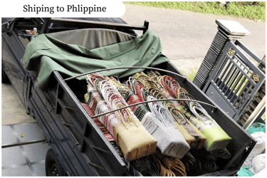 Bulk woven plastic bags loaded for shipment to the Philippines from Craftvitas Indonesia