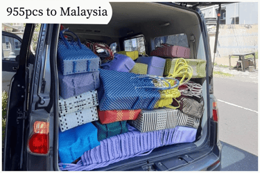 Bulk export of handmade recycled woven plastic bags 955 pieces to Malaysia by Craftvitas
