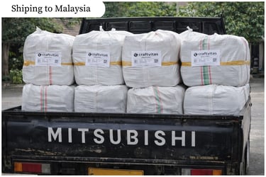 Bulk export shipment of woven plastic bags to Malaysia by Craftvitas Indonesia