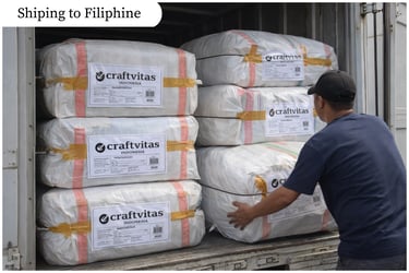 Export shipment of handmade woven plastic bags from Craftvitas Indonesia to the Philippines