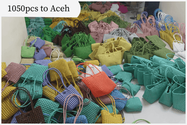 Bulk order of 1050 jali jali woven plastic bags shipped to Aceh – Craftvitas Indonesia