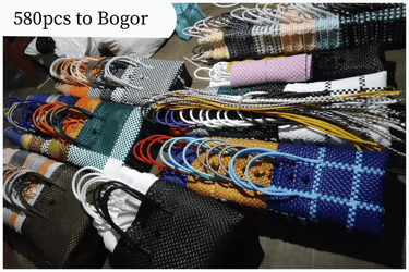 Pengiriman grosir 580 pcs tas anyaman jali jali Craftvitas Indonesia ke Bogor