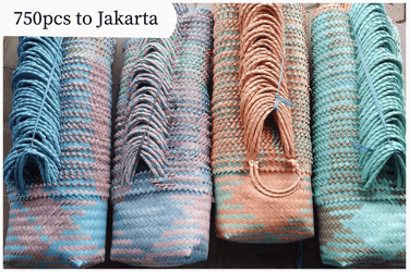 Bulk handmade jali jali woven plastic bags 750 pcs delivery to Jakarta