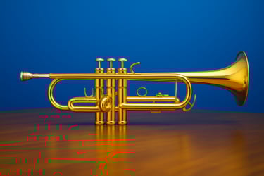 Une trompette sur un fond bleu