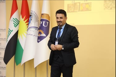 Presenting drug prevention seminar in Erbil Polytechnic University, Kurdistan, Iraq. 2024.