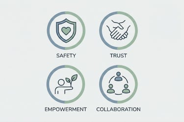 a group of people standing around a group of people