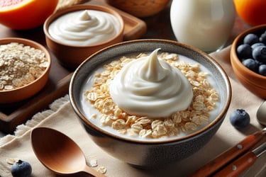 oatmeal with yogurt in a bowl