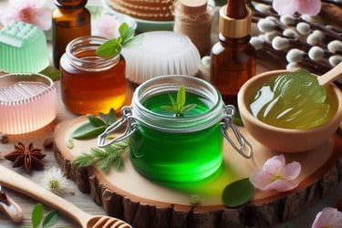 a variety of different types of jelly and skincare products