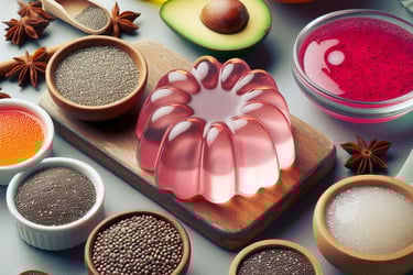 pink jelly with different seeds in bowls